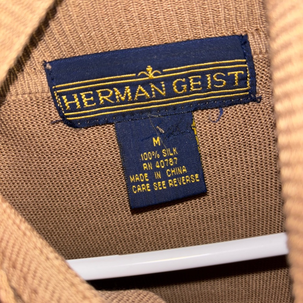 Vintage Herman Geist Tan Silk Turtleneck Sweater